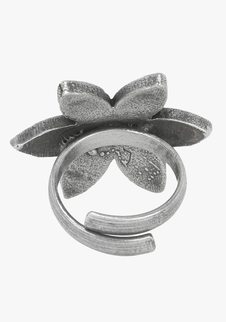 Silver Stone Studded  Silver Plated  Ring