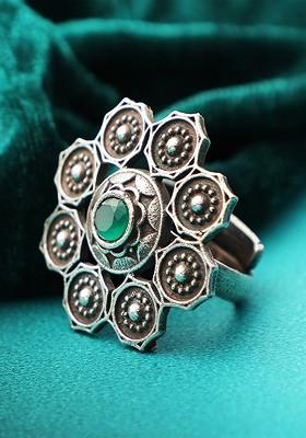 Silver Stone Studded  Silver Plated  Ring