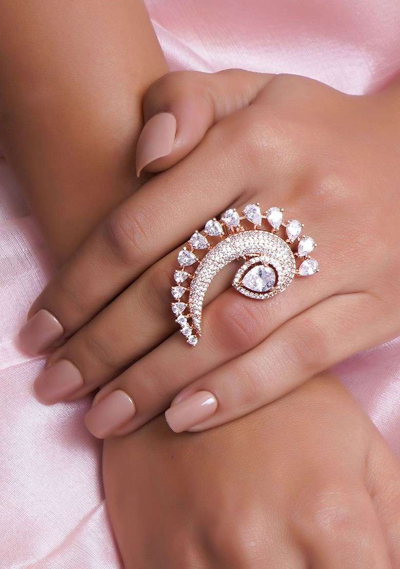 Rose Gold Plain Gold Plated Ring - Indya