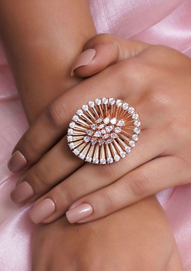 Rose Gold Plain Gold Plated Ring - Indya