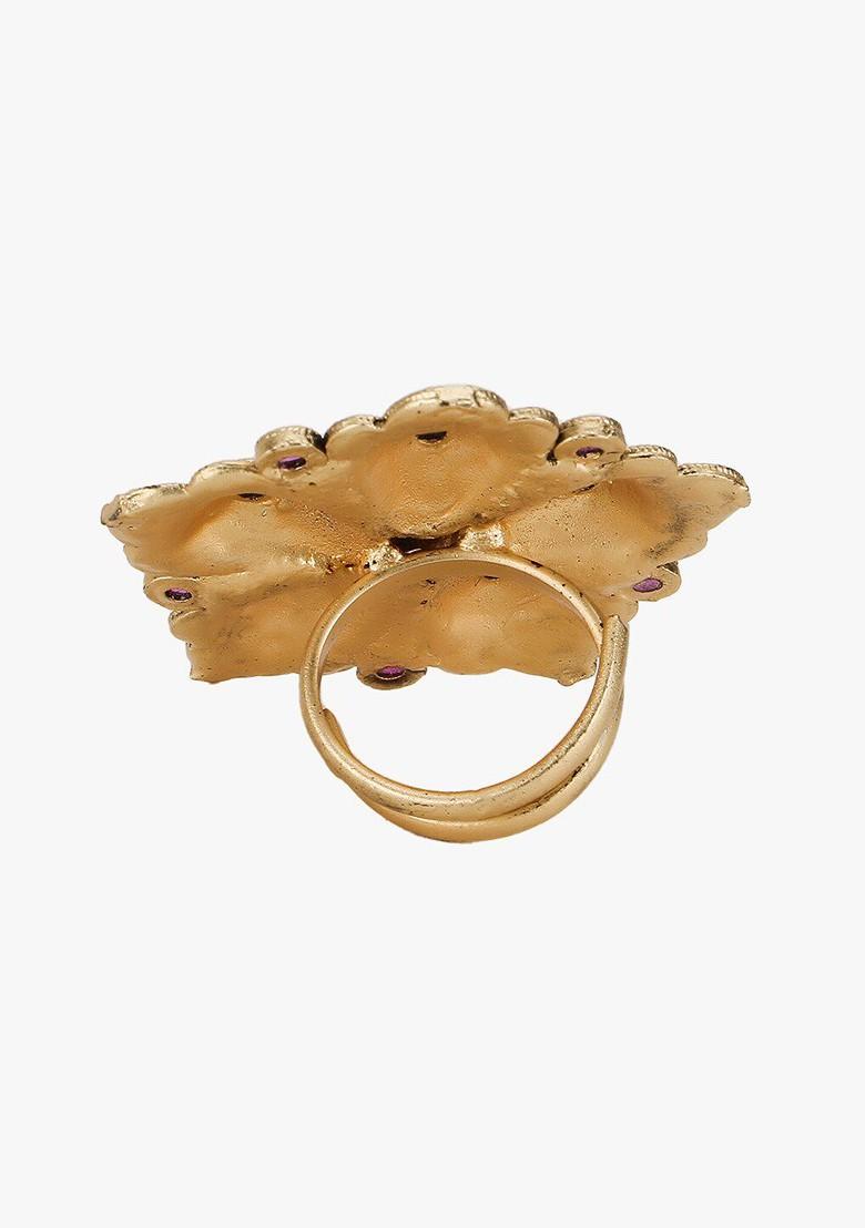 Gold Stone Studded  Gold Plated Ring