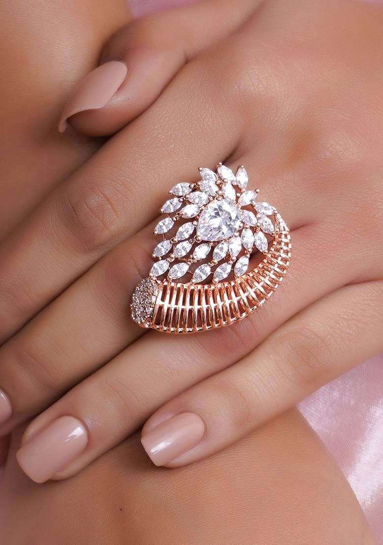 Rose Gold Plain Gold Plated Ring - Indya