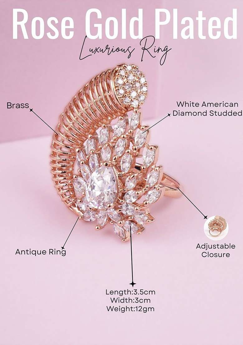 Rose Gold Plain Gold Plated Ring - Indya