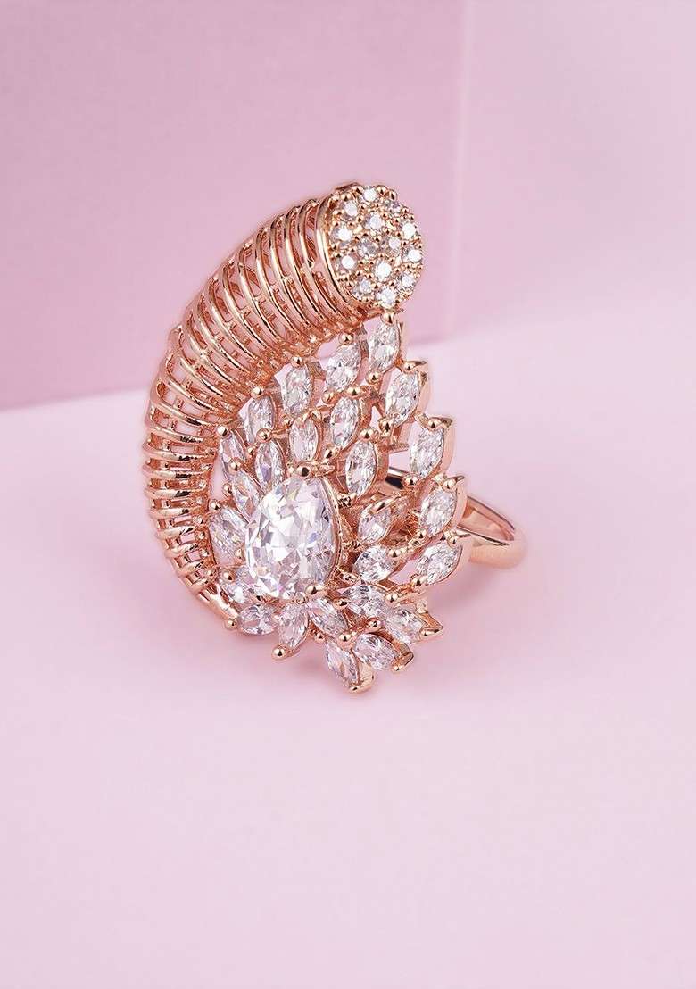 Rose Gold Plain Gold Plated Ring - Indya