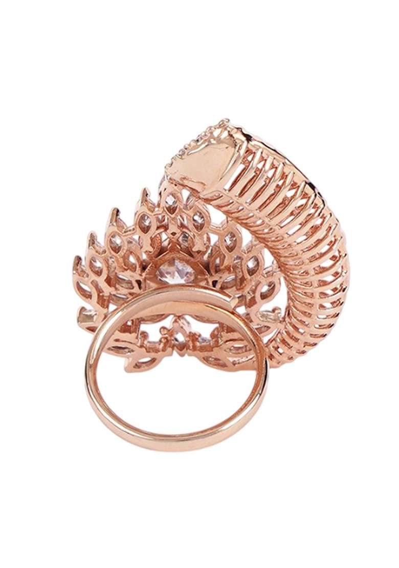 Rose Gold Plain Gold Plated Ring - Indya