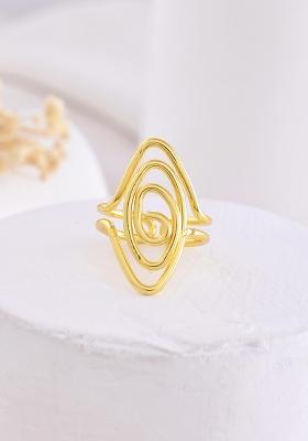 Gold Plated Anti Tarnish Textured Finger Ring