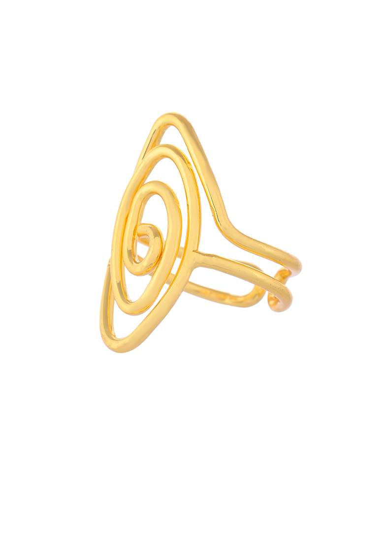 Gold Plated Anti Tarnish Textured Finger Ring - Indya