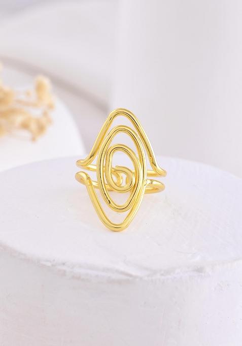 Gold Plated Anti Tarnish Textured Finger Ring