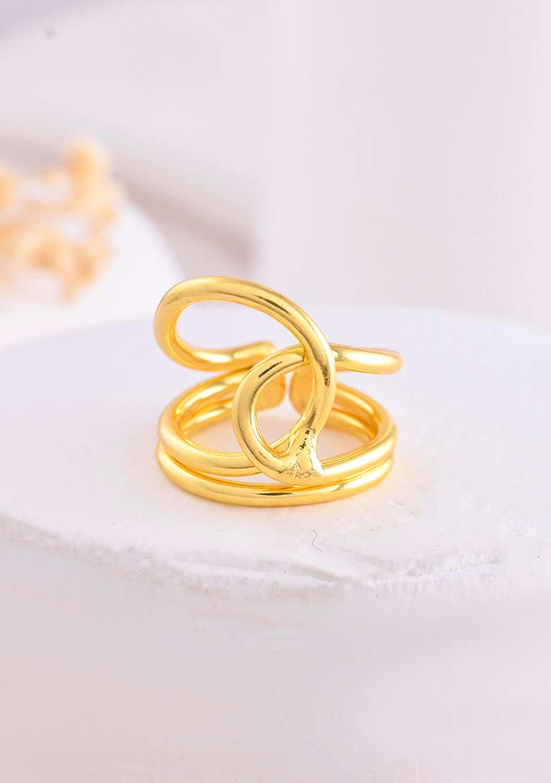 Gold Plated Designer Anti Tarnish Finger Ring - Indya