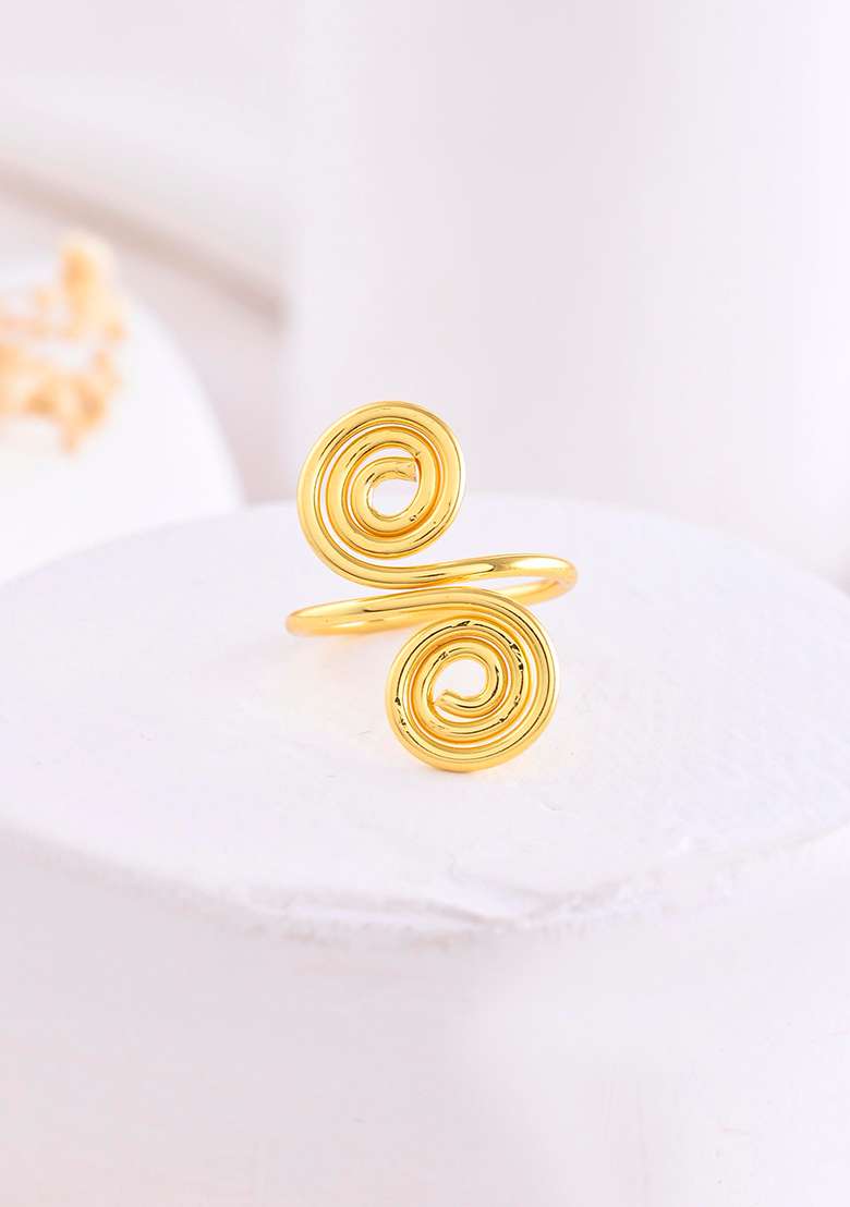 Gold Plated Circular Designed Anti Tarnish Finger Ring - Indya