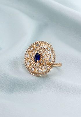 Rose Gold Plated White Stone Studded Ring