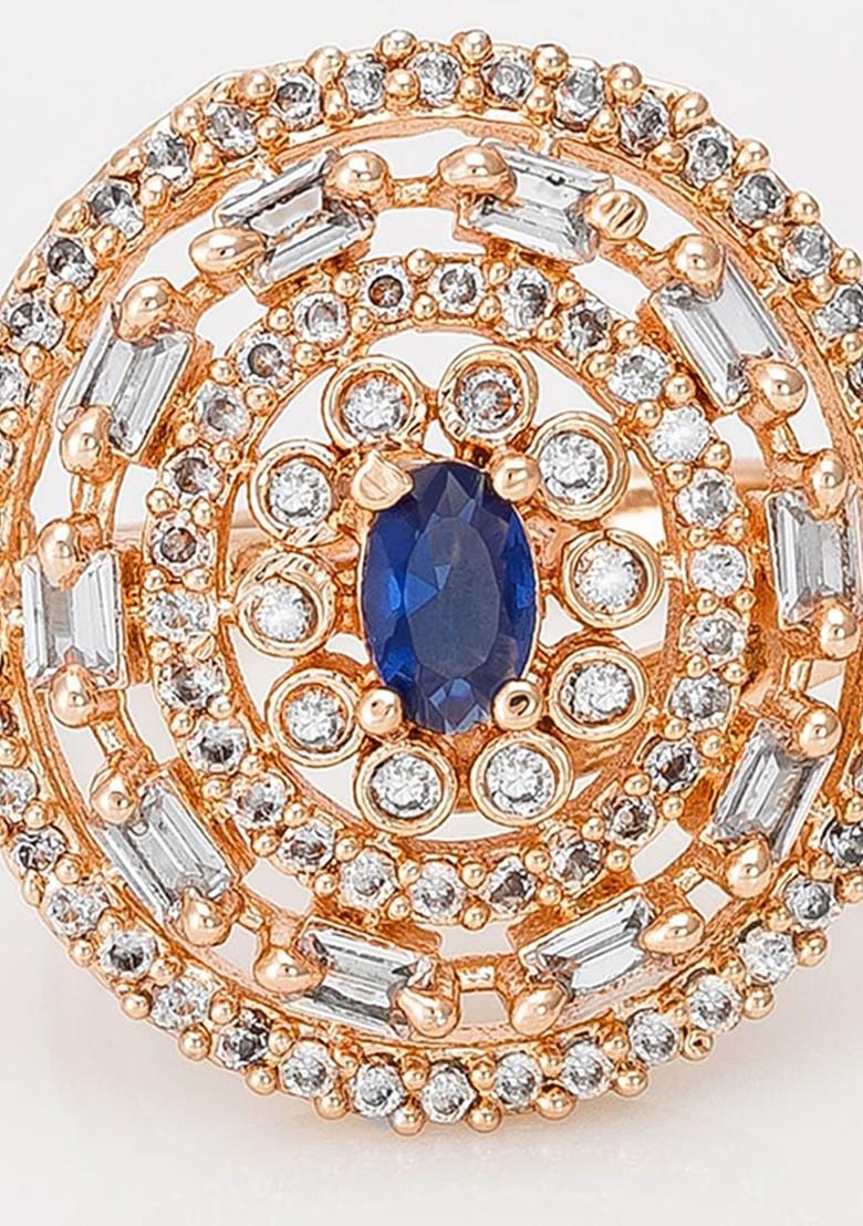 Rose Gold Plated White Stone Studded Ring