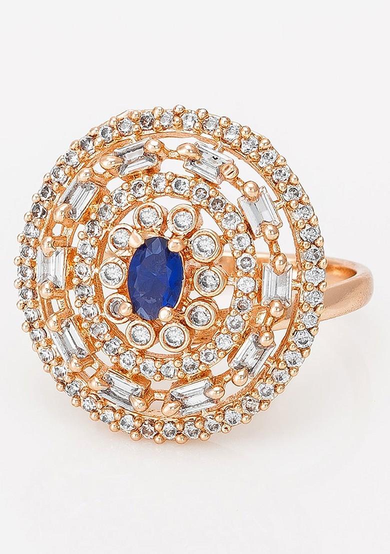 Rose Gold Plated White Stone Studded Ring