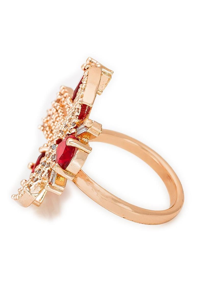 Rose Gold Plated Rose Gold Stone Studded Finger Ring