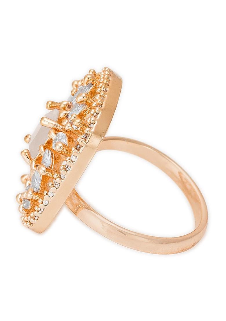 Rose Gold Plated White Stone Studded Finger Ring