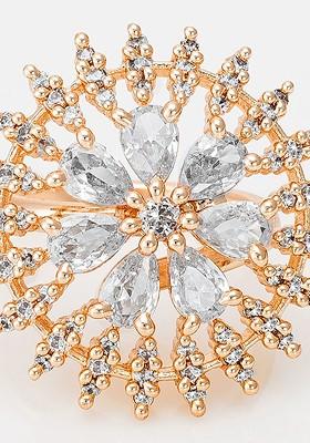 Rose Gold Plated Rose Gold Stone Studded Finger Ring