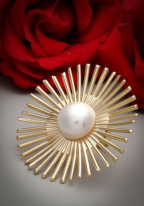 18Kt Gold Plated Pearl Tarnish Free Waterproof Adjustable Finger Ring