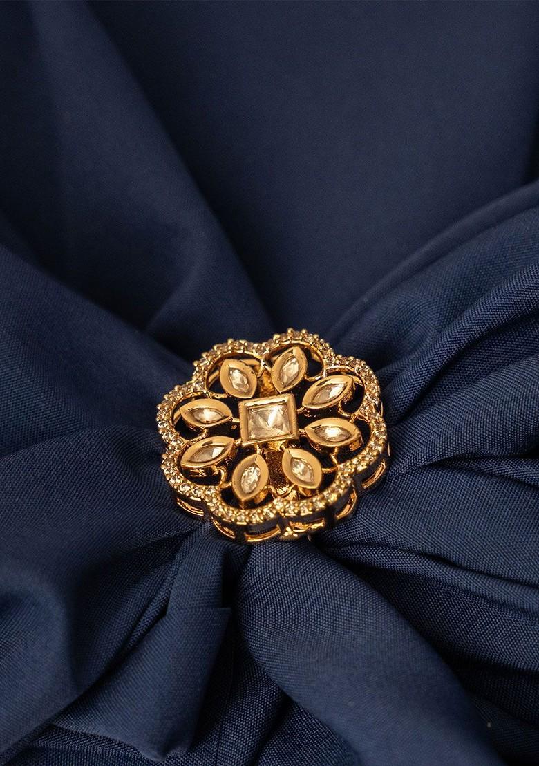 Gold Plated Kundan Studded Adjustable Finger Ring