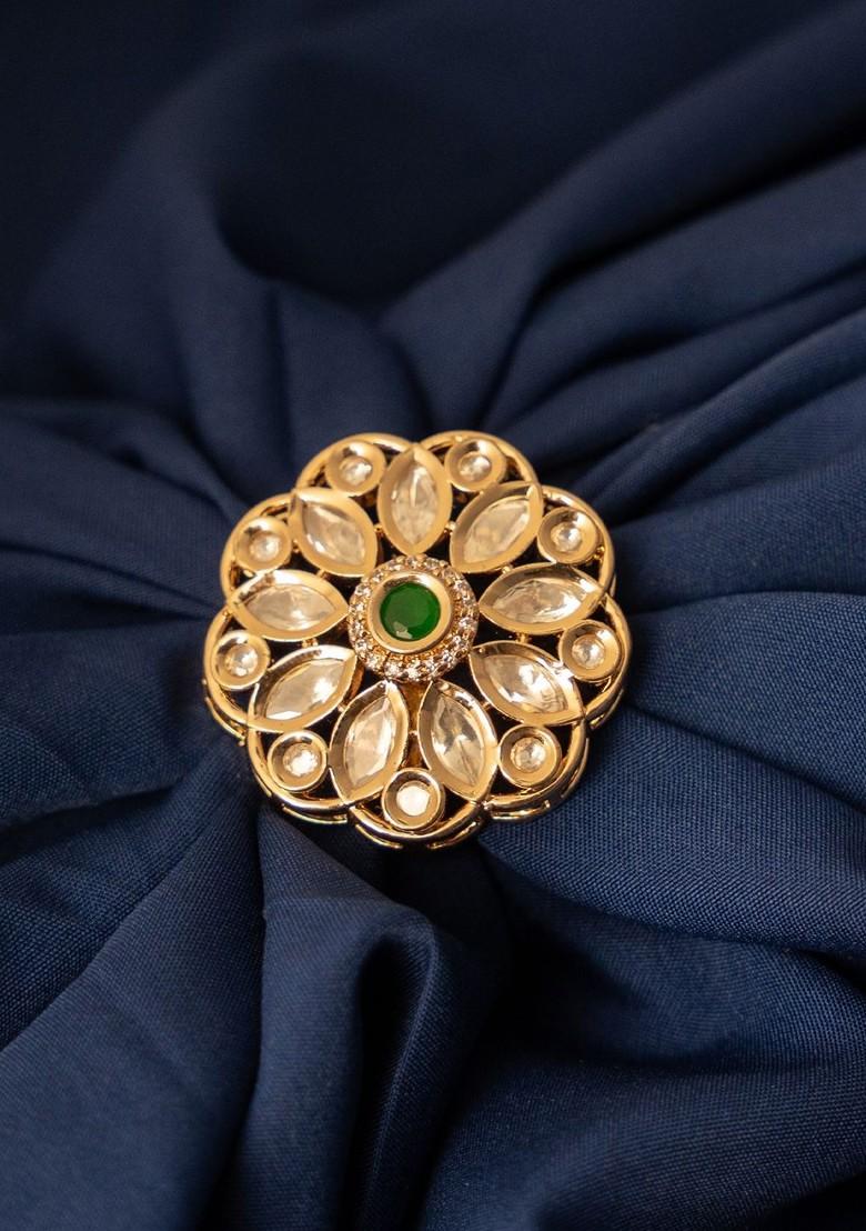 Gold Plated Kundan Studded Adjustable Finger Ring
