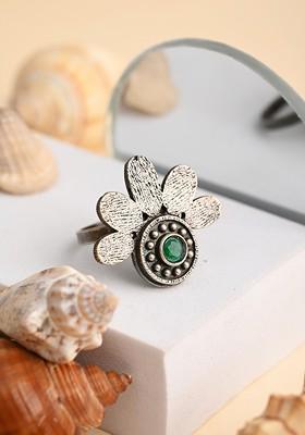 Silver Plated American Diamond Stone Studded Finger Ring