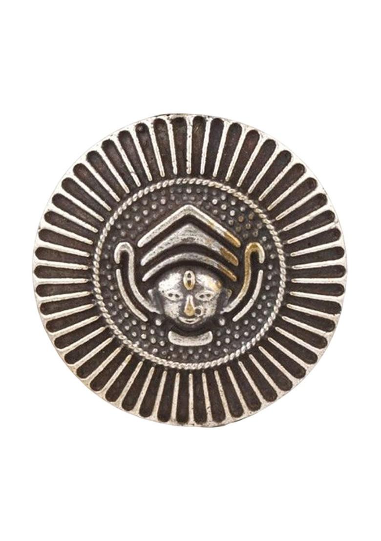 Silver Plated Oxidised Adjustable Durga Finger Ring