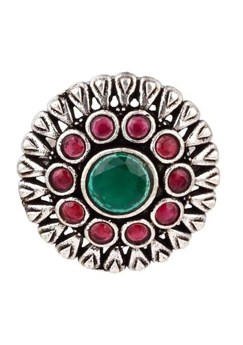 Silver Plated American Diamond Stone Studded Finger Ring