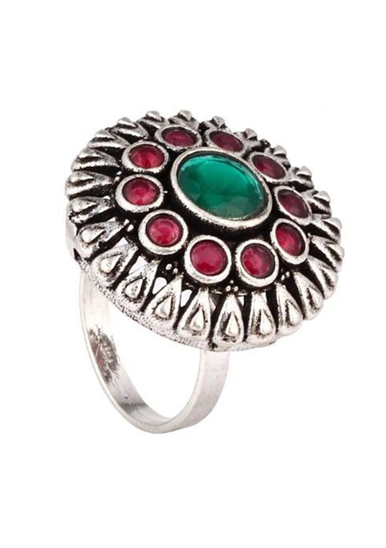 Silver Plated American Diamond Stone Studded Finger Ring
