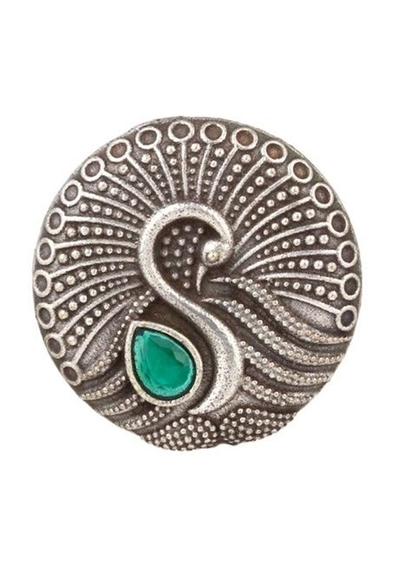 Silver Plated American Diamond Studded Swan Finger Ring