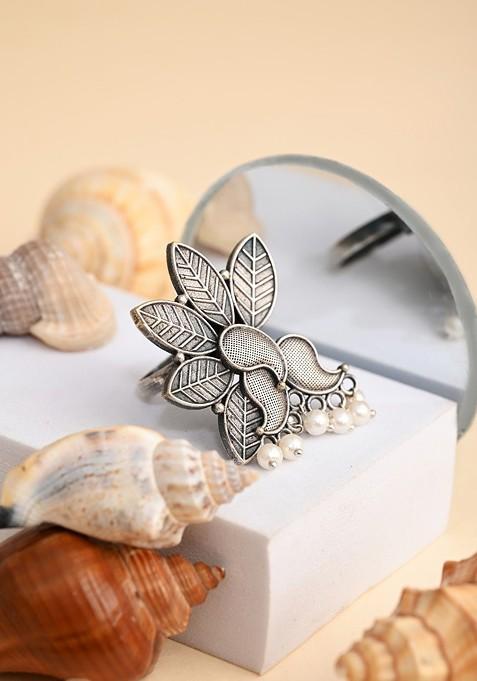 Silver Plated Beaded Finger Ring