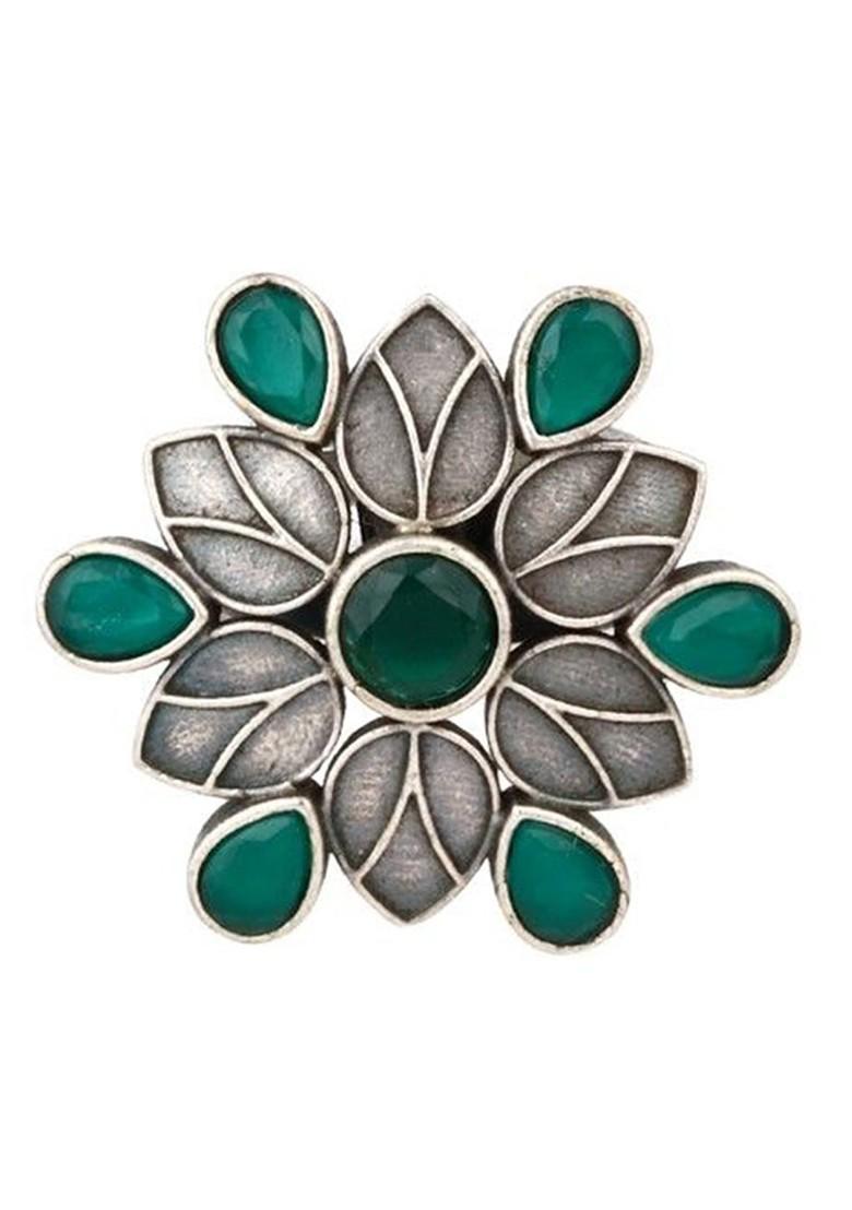 Silver Plated American Diamond Stone Studded Finger Ring