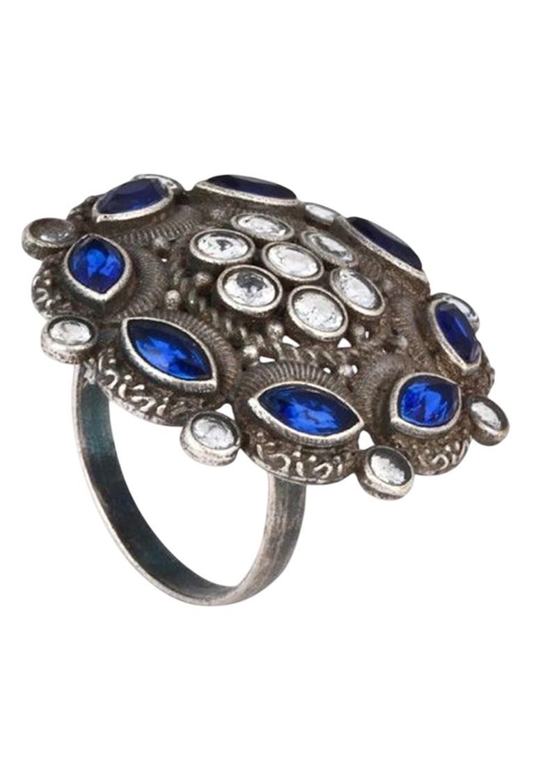 Silver Plated American Diamond Stone Studded Finger Ring