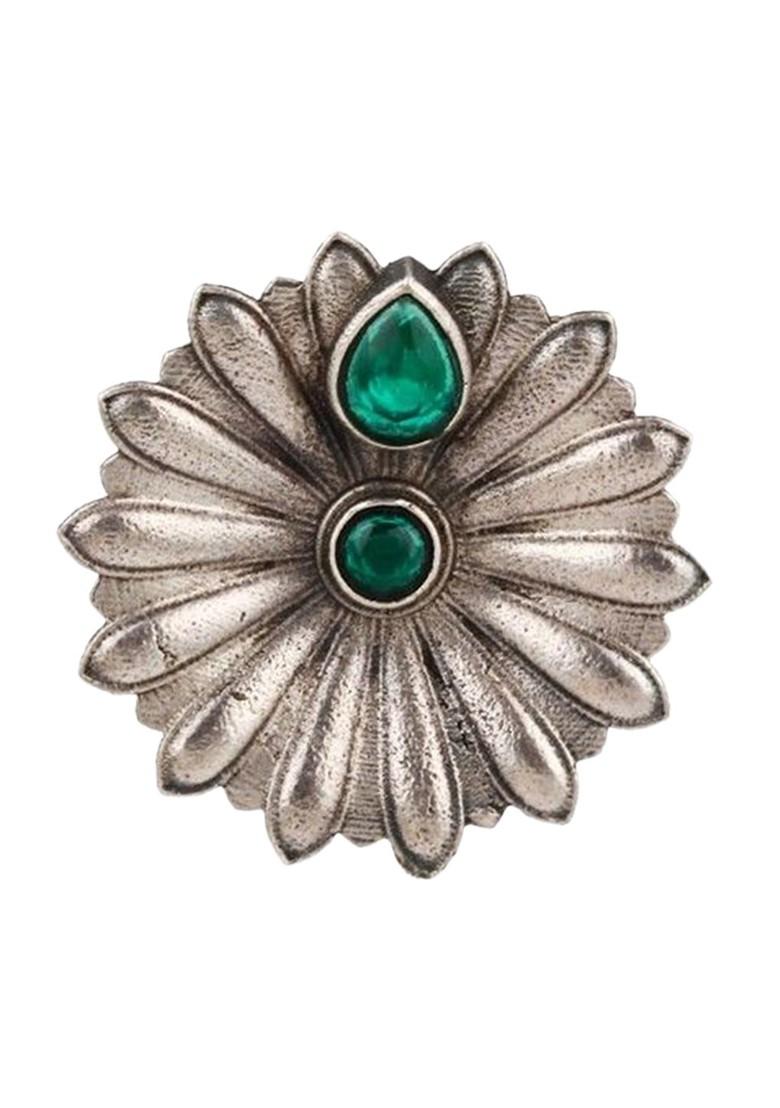 Silver Plated Stones Studded Finger Ring