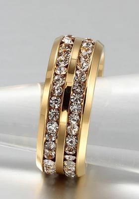 Set Of 2 Gold Plated Zircon Studded Adjustable Couple Ring