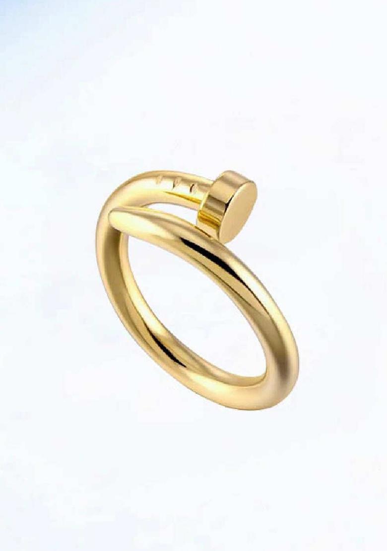 Set Of 2 Gold Plated Zircon Studded Adjustable Couple Ring