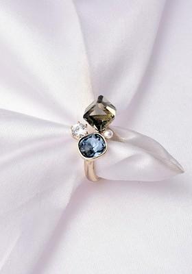 Gold Plated Crystals Studded Adjustable Finger Ring