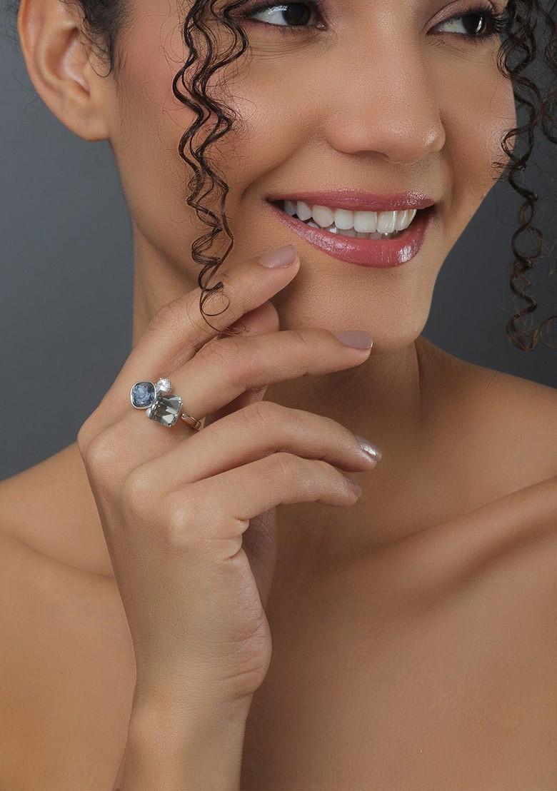 Gold Plated Crystals Studded Adjustable Finger Ring