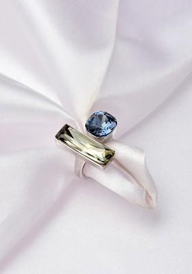 Rhodium Plated Cubic Zirconia Studded Adjustable Finger Ring