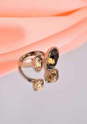 Gold Plated Cubic Zirconia Studded Adjustable Finger Ring