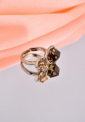 Gold Plated Cubic Zirconia Studded Adjustable Finger Ring