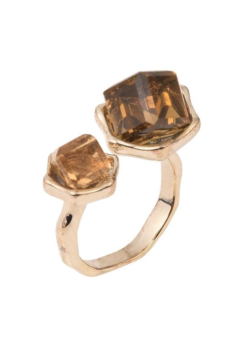 Gold Plated Cubic Zirconia Studded Adjustable Finger Ring