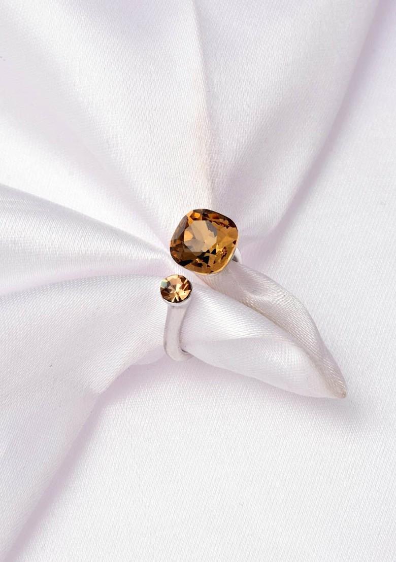 Gold Plated Cubic Zirconia Studded Adjustable Finger Ring