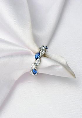 Rhodium Plated Crystal Studded Adjustable Finger Ring