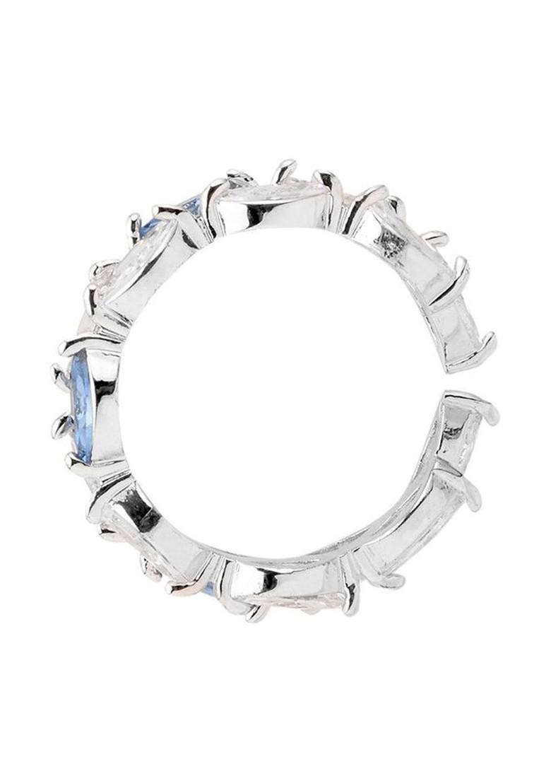 Rhodium Plated Crystal Studded Adjustable Finger Ring