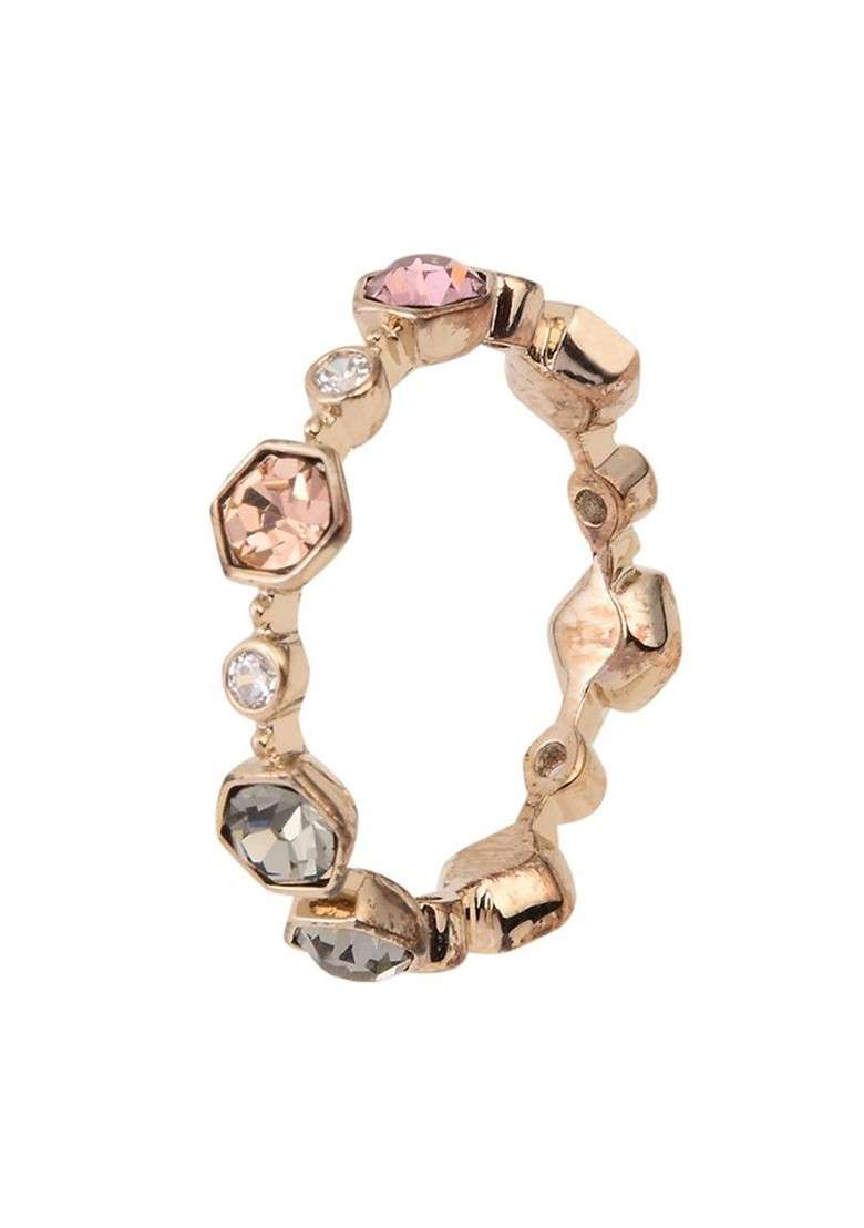 Gold Plated Cubic Zirconia Studded Adjustable Finger Ring - Indya
