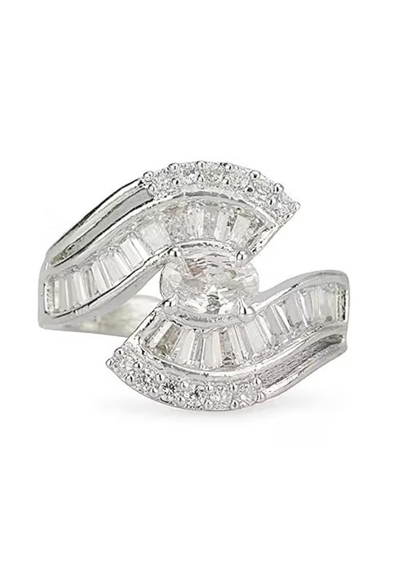 Silver Elegant S Curve Ad Ring For Women With Modern Design
