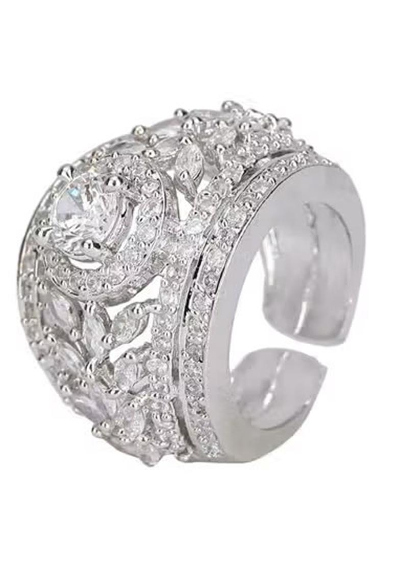 Silver Grand Big Crown Inspired Ad Statement Ring For Women