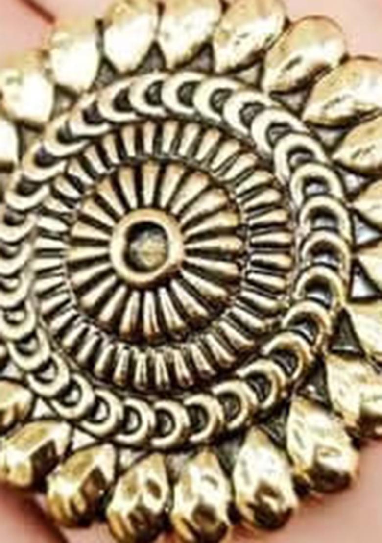 Gold Oxidised Golden Drop Design Adjustable Ring For Women