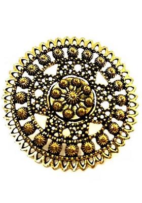 Silver Bold Golden Finish Cocktail Style Adjustable Ring For Women