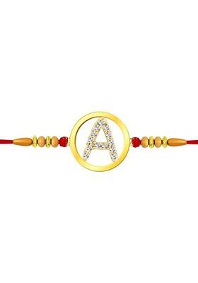 Gold Mens  Initial A Alphabet Thread Rakhi