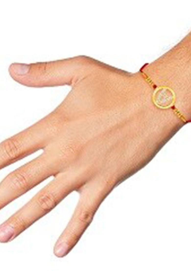 Gold Mens  Initial A Alphabet Thread Rakhi